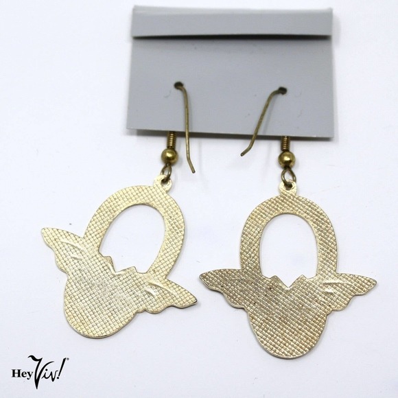 Vintage 1980s Butterfly Cloisonné Earrings on Card New/Old Store Stock - Hey Viv - Picture 2 of 3